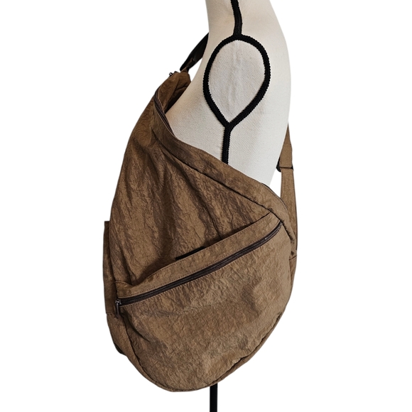 Vintage Ameribag Large Healthy Back Brown Poly Nylon Shoulder Bag Crossb… - Picture 7 of 13